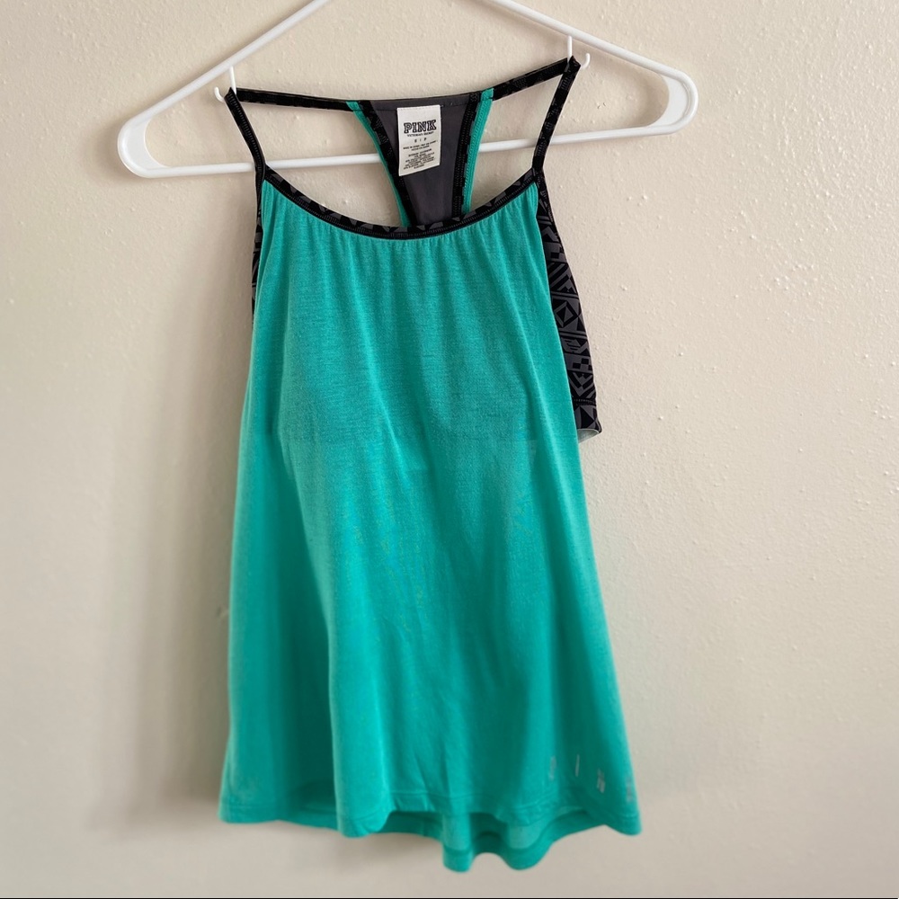 VS PINK 💖Green Workout Tank Built In Bra
